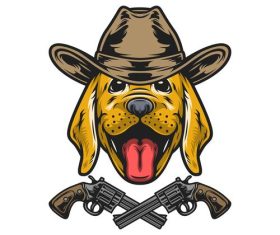 Dog cowboy vector logo