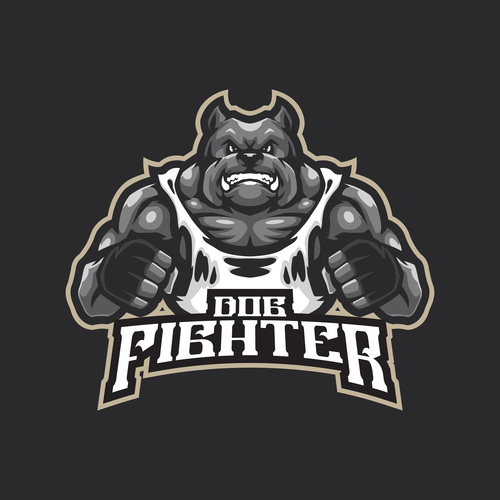 Dog fighter vector logo