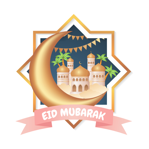 Eid mubarak greeting card design vector