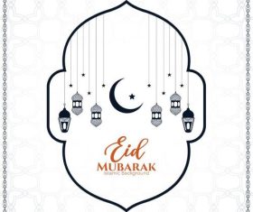 Eid mubarak vector on black and white background