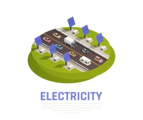 Electricity isometric composition cartoon vector