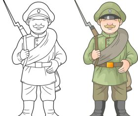 Former soviet soldier colouring book vector