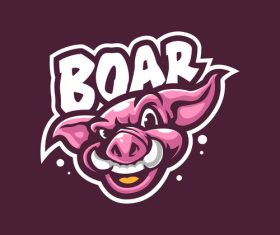 Funny boar mascot vector logo