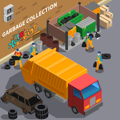 Garbage recycling cartoon vector