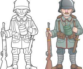 German soldier colouring book vector