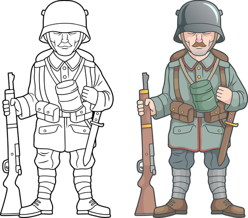 German soldier colouring book vector