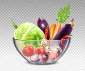 Glass container vector with vegetables