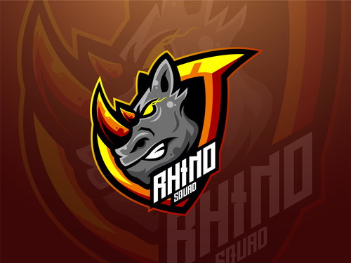 Golden horn rhino logo vector