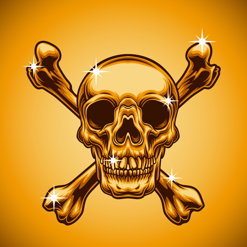 Golden skull vector icon