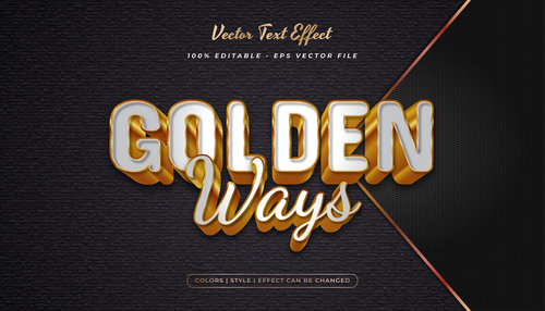 Golden ways vector text effect