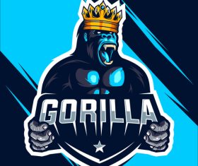 Gorilla king esport logo vector