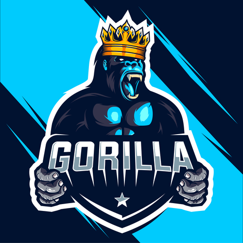 Gorilla king esport logo vector