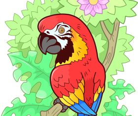 Green winged macaw vector illustration