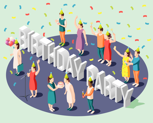 Happy birthday party cartoon vector