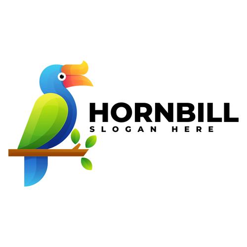 Premium Vector | Rhinoceros hornbill bird flat style vector icon logo  illustration