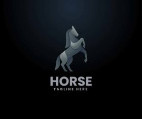 Horse vector logo with raised front hooves