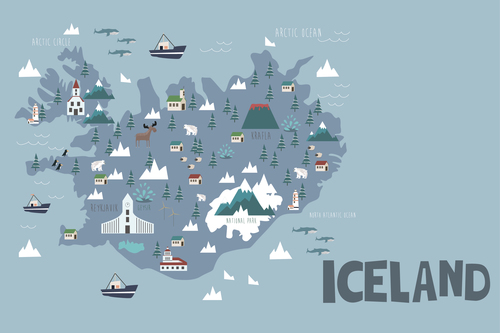 Iceland maps vector