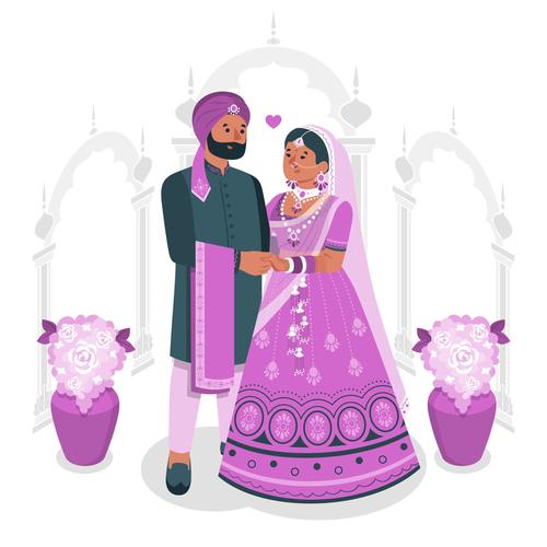 Indian wedding illustration vector