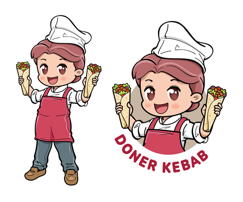 Kebab chef cartoon vector