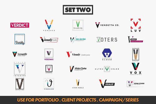Letter V logos bundle vector