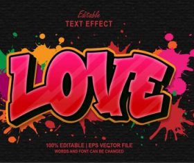 Loves 3d idea editable text effect vector