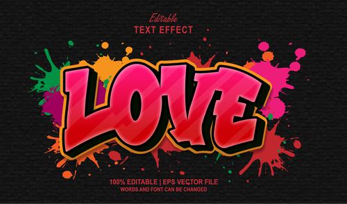 Loves 3d idea editable text effect vector