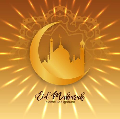 Luxury Eid mubarak greeting card vector