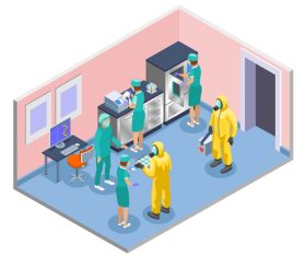 Microbiology testing room isometric vector