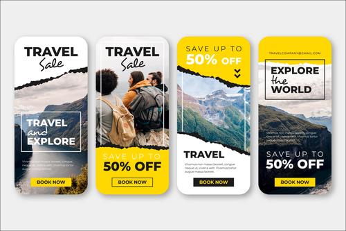 Mobile travel sales template design vector