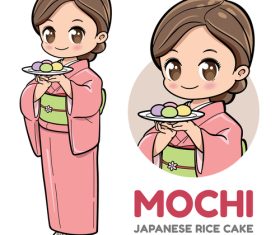 Mochi cake cartoon vector