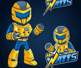 Mr watt electric mascot logo vector