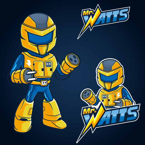 Mr watt electric mascot logo vector