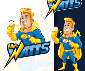 Mr watt mascot logo vector