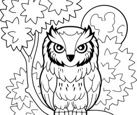 Owl coloring vector illustration