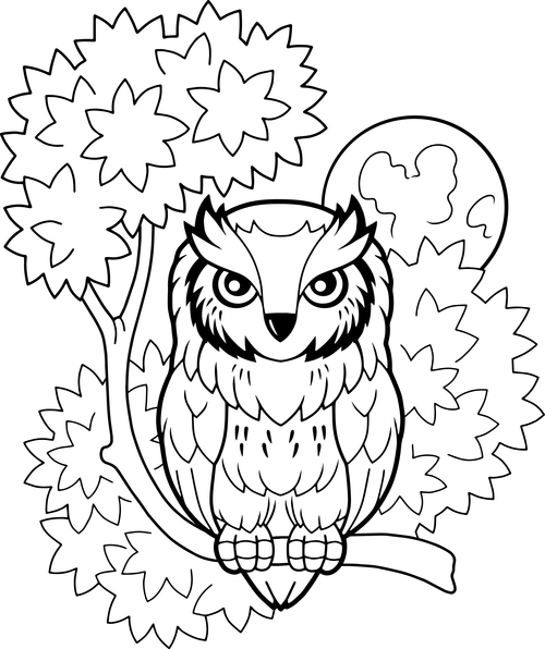 Owl coloring vector illustration