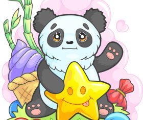 Panda color vector illustration