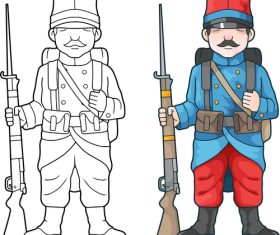 Red hat soldier colouring book vector