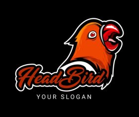 Red head parrot vector logo