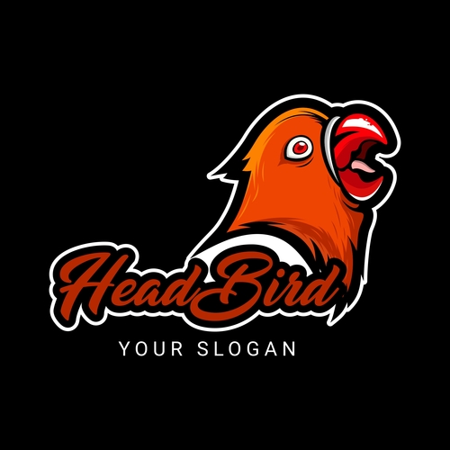 Red head parrot vector logo