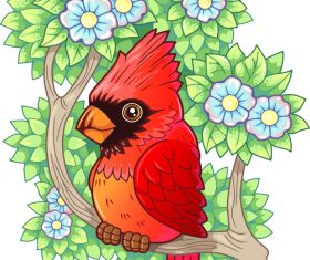 Red short-billed parrot vector illustration