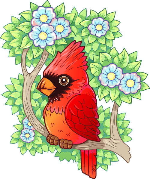 Red short billed parrot vector illustration