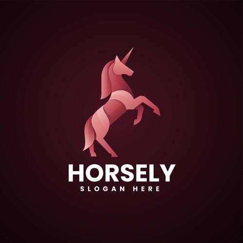 Red unicorn vector logo