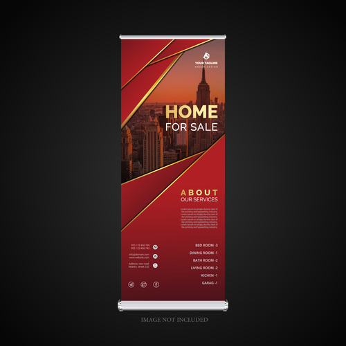 Roll Up banners in red detailed vector
