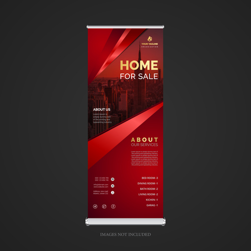 Roll up standing banner template vector