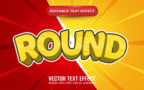 Round editable text effect comic and cartoon style vector
