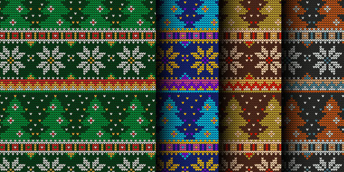 Seamless patterns knitted decorative vector