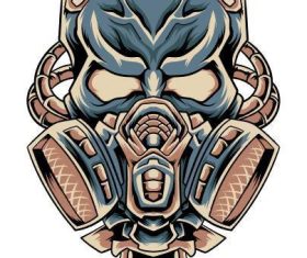 Skull gas mask illustration vector