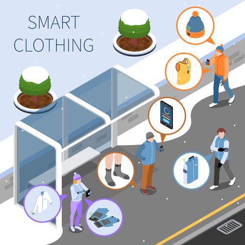 Smart clothes isometric composition vector