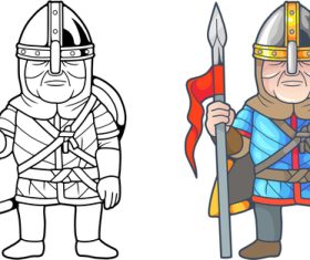 Spear soldier colouring book vector