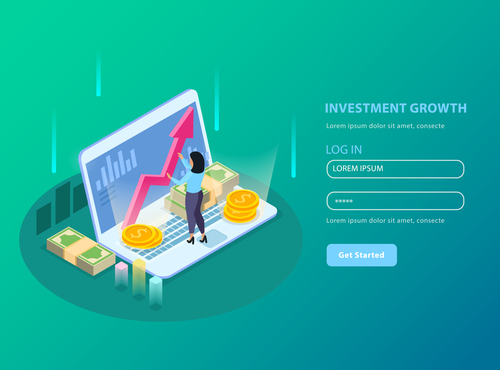 Stock exchange web page login page design vector